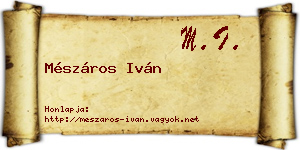Mészáros Iván névjegykártya